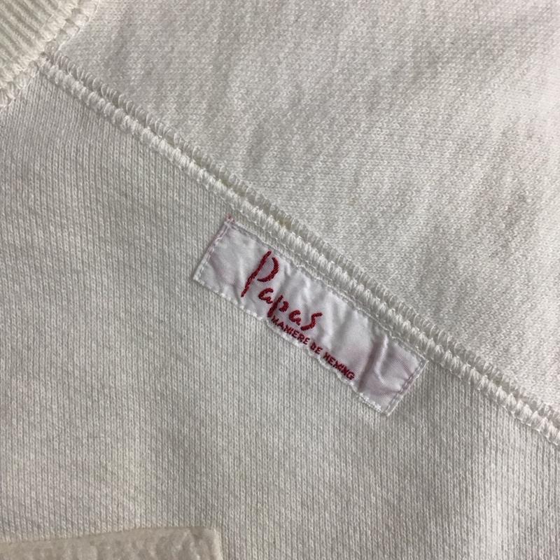 パパス PAPAS トレーナー 長袖 長袖トレーナー スウェット クルーネック リブスウェットカットソー L ロゴ、文字 白 / ホワイト /  メンズ USED 古着 中古 10123133