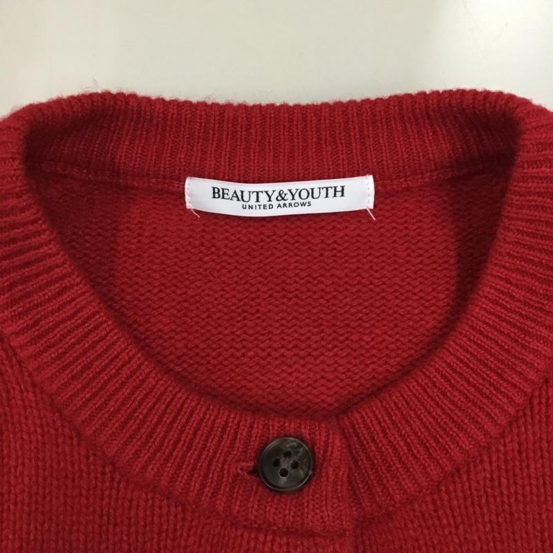 ビューティアンドユースユナイテッドアローズ BEAUTY&YOUTH UNITED ARROWS カーディガン 長袖 長袖ニットカーディガン 長袖カットソー ノーカラージャケット 前開カーディガン 無地 赤 / レッド /  レディース USED 古着 中古 10112285