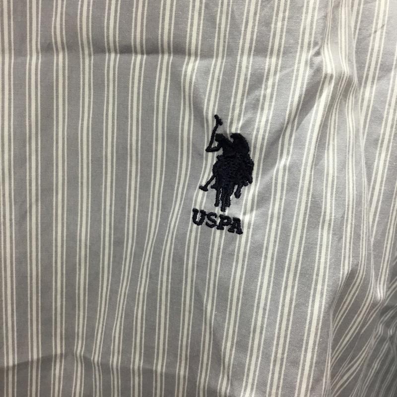 ユーエスポロアッスン U.S.POLO ASSN. シャツ、ブラウス 半袖 SH787 MONO-MART別注 ワンポイント刺繍 XL ストライプ 白 / ホワイト / X 灰 / グレー /  メンズ USED 古着 中古 10117785