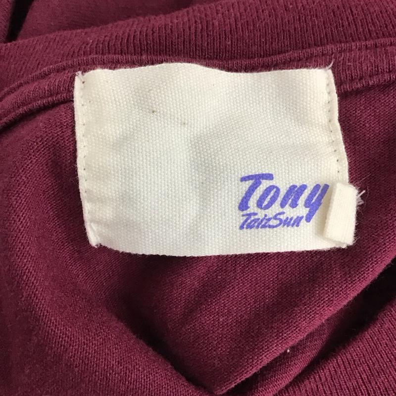 トニータイズサン TONY TAIZSUN Tシャツ 半袖 半袖カットソー プリントTシャツ クルーネックカットソー L ロゴ、文字 えんじ / ワインレッド /  メンズ USED 古着 中古 10118080