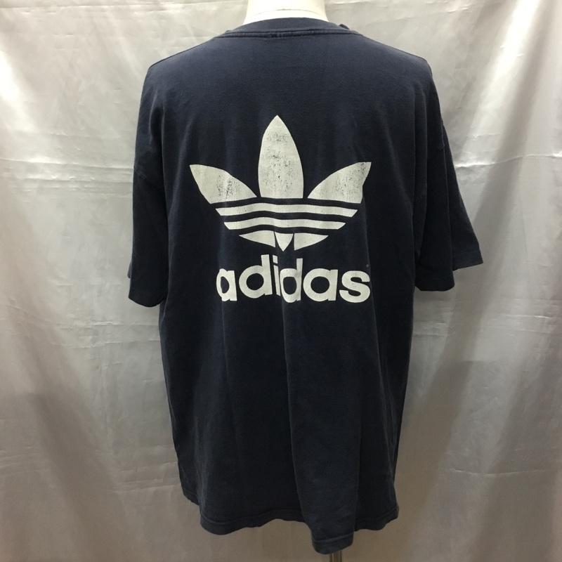 アディダス adidas Tシャツ 半袖 半袖カットソー プリントTシャツ クルーネックカットソー ロゴ、文字 紺 / ネイビー /  メンズ USED 古着 中古 10115769