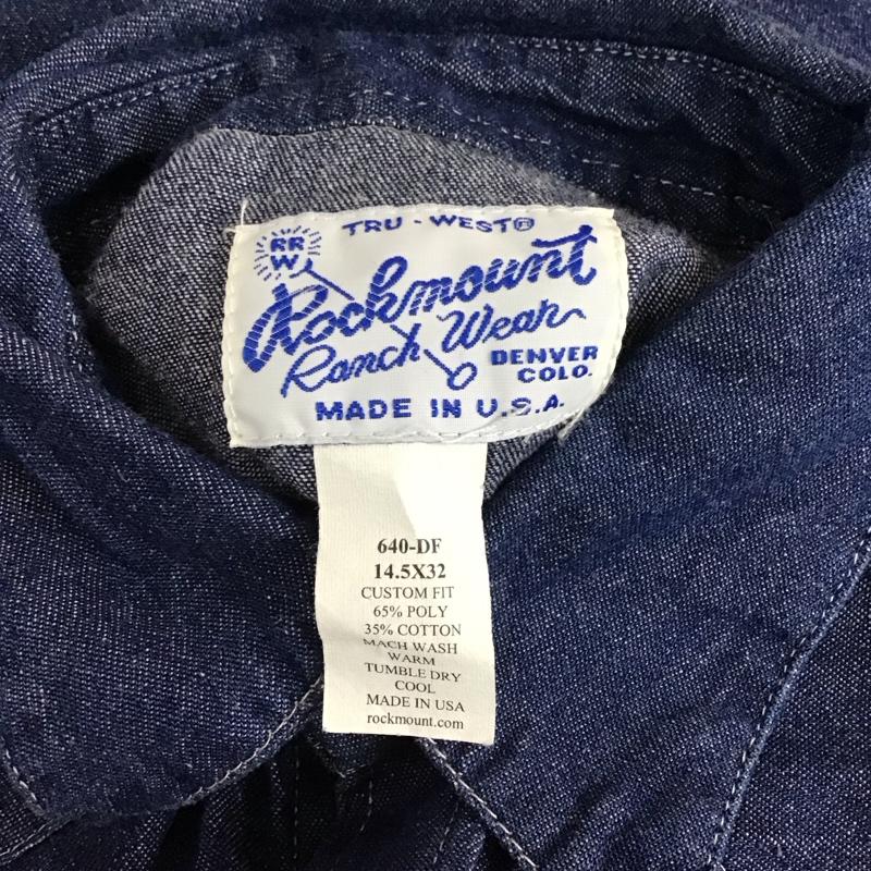 ロックマウント ランチウェア Rockmount Ranch Wear シャツ、ブラウス 長袖 デニムシャツ ウエスタンシャツ 無地 インディゴ / インディゴ /  メンズ USED 古着 中古 10115265