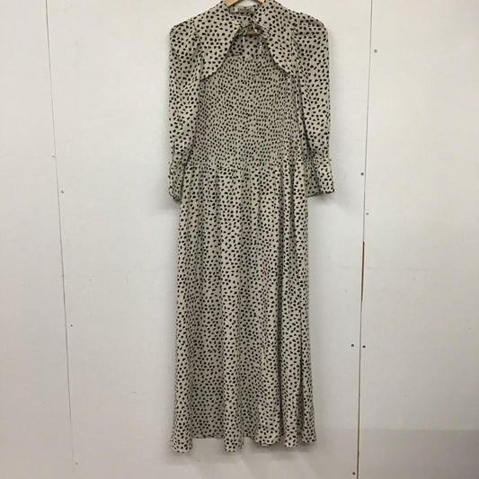 スナイデル SNIDEL ワンピース ロングスカート swf0215033 長袖ロングワンピース フレアスカート 1 プリント 黒 / ブラック / X ベージュ / ベージュ /  レディース USED 古着 中古 10137572
