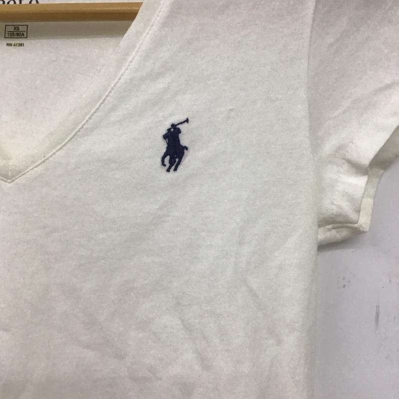 ポロラルフローレン POLO RALPH LAUREN Tシャツ 半袖 Vネック コットン XS ワンポイント 白 / ホワイト /  レディース USED 古着 中古 10146373