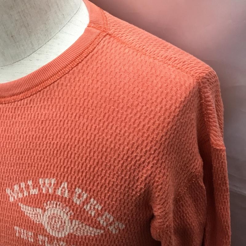 フラットヘッド FLATHEAD カットソー 長袖 長袖カットソー クルーネックカットソー ロングスリーブカットソー プリントTシャツ 40 ロゴ、文字 橙 / オレンジ /  メンズ USED 古着 中古 10115229