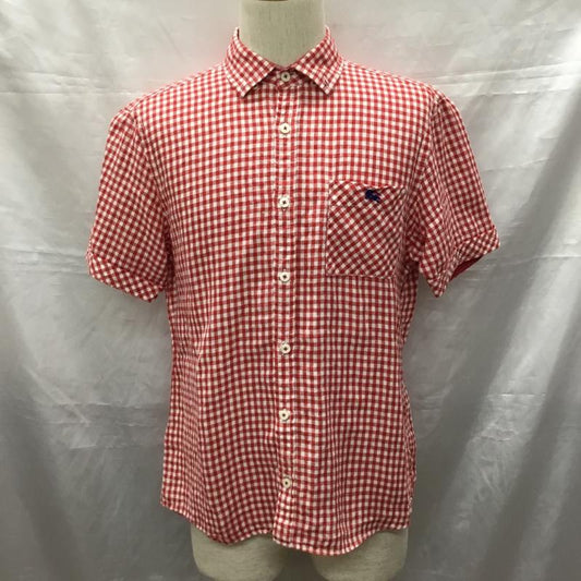 バーバリーブラックレーベル BURBERRY BLACK LABEL シャツ、ブラウス 半袖 半袖シャツ カラーシャツ 半袖カットソー チェックシャツ 3 チェック 白 / ホワイト / X 赤 / レッド /  メンズ USED 古着 中古 10119399