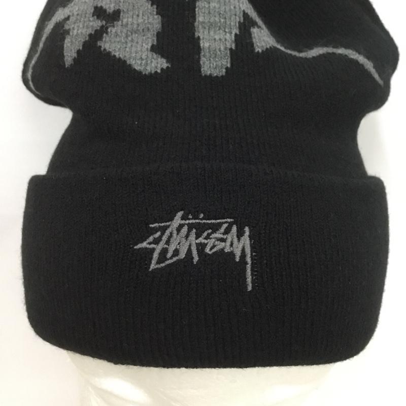 ステューシー STUSSY 帽子 ニット帽 ボンボン ロゴ、文字 黒 / ブラック /  メンズ USED 古着 中古 10133398