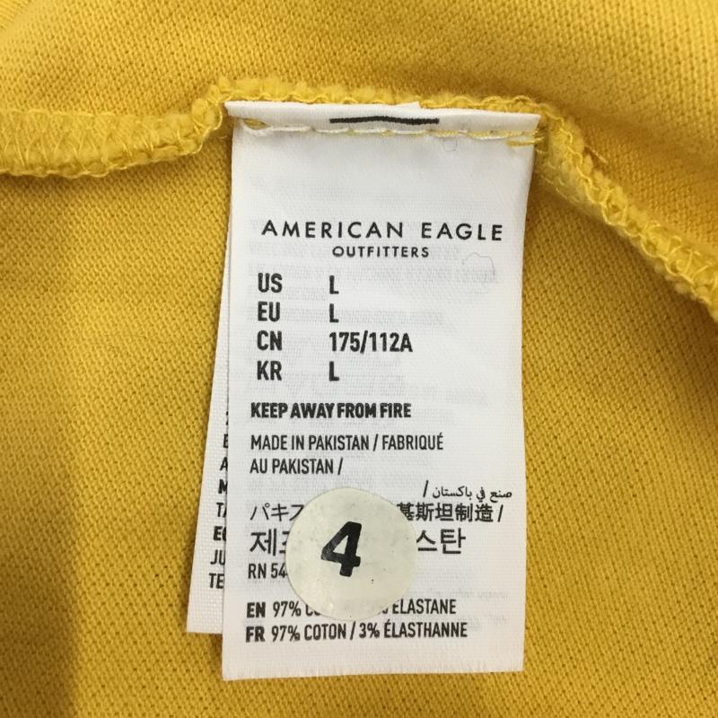 アメリカンイーグル AMERICANEAGLE ポロシャツ 半袖 半袖ポロシャツ カラーシャツ 半袖カットソー L ロゴ、文字 黄 / イエロー /  メンズ USED 古着 中古 10109302