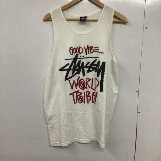 ステューシー STUSSY タンクトップ タンクトップ L ロゴ、文字 X プリント 白 / ホワイト /  メンズ USED 古着 中古 10133103