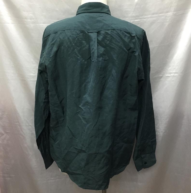 インヘリット INHERIT シャツ、ブラウス 長袖 20-050-720-6015-1-0 BELGIAN LINEN BLEND レギュラーシャツ XL 無地 緑 / グリーン /  メンズ USED 古着 中古 10121019