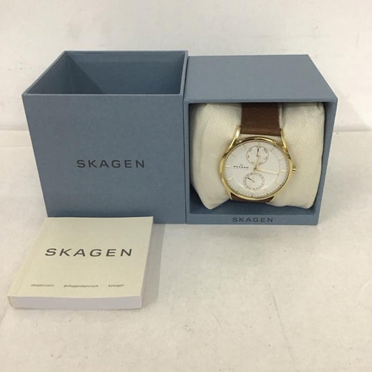 スカーゲン SKAGEN 腕時計 アナログ（クォーツ式） SKW6066 レザーベルト ロゴ、文字 茶 / ブラウン /  メンズ USED 古着 中古 10134338