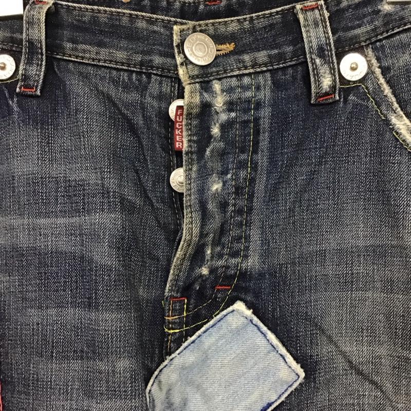 ディースクエアード2 DSQUARED2 パンツ デニム、ジーンズ デニムパンツ ワイドパンツ カジュアルパンツ ダメージ加工 インディゴ / インディゴ /  メンズ USED 古着 中古 10137963