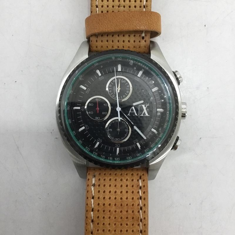 アルマーニエクスチェンジ A/X ARMANIEXCHANGE 腕時計 アナログ（クォーツ式） AX1608 レザーベルト ロゴ、文字 茶 / ブラウン /  メンズ USED 古着 中古 10135205