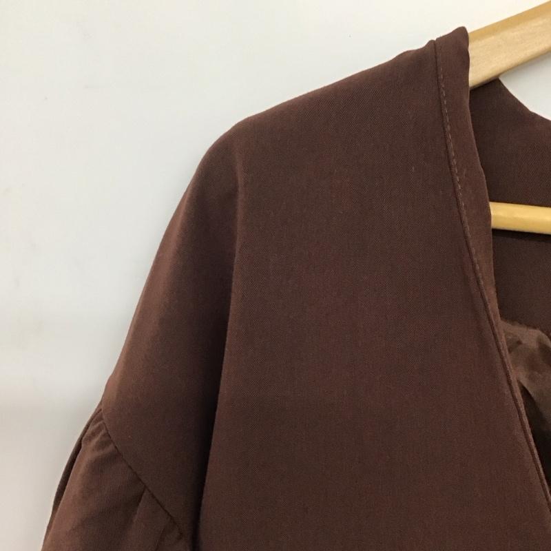 ケービーエフ KBF ジャケット、上着 ジャケット、ブレザー KP76-27T005 ノーカラーギャザーロングジャケットコート ONE SIZE 無地 茶 / ブラウン /  レディース USED 古着 中古 10142247