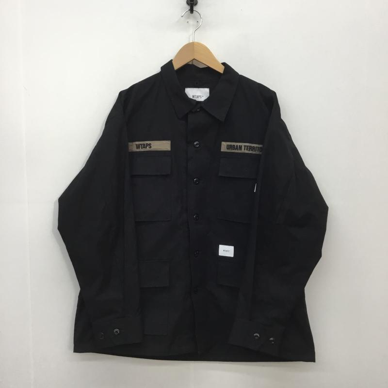ダブルタップス W)TAPS シャツ、ブラウス 長袖 21SS JUNGLE SHIRT 02 RIPSTOP 211WVDT-SHM03 3 ロゴ、文字 黒 / ブラック /  メンズ USED 古着 中古 10105904