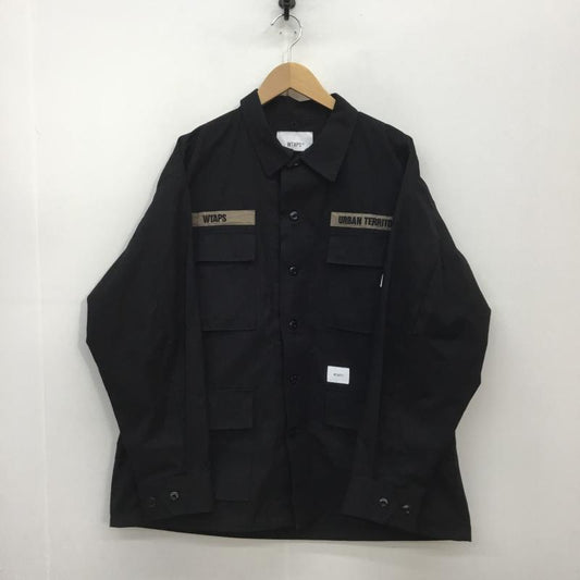 ダブルタップス W)TAPS シャツ、ブラウス 長袖 21SS JUNGLE SHIRT 02 RIPSTOP 211WVDT-SHM03 3 ロゴ、文字 黒 / ブラック /  メンズ USED 古着 中古 10105904