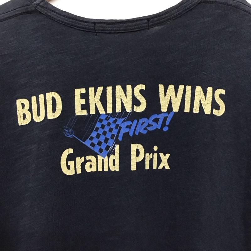 ジョンソン モータース Johnson Motors Inc. Tシャツ 半袖 半袖カットソー プリントTシャツ クルーネックカットソー M ロゴ、文字 紺 / ネイビー /  メンズ USED 古着 中古 10132354