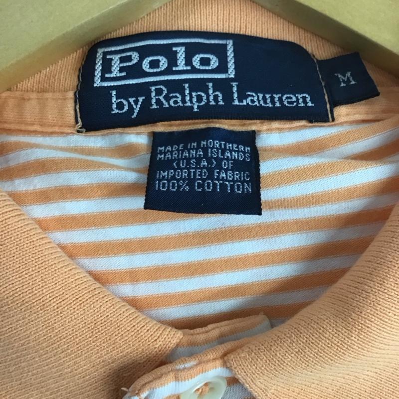 ポロバイラルフローレン Polo by RALPH LAUREN ポロシャツ 半袖 半袖ポロシャツ 半袖カットソー カラーシャツ M ボーダー柄 白 / ホワイト / X 橙 / オレンジ /  メンズ USED 古着 中古 10129490