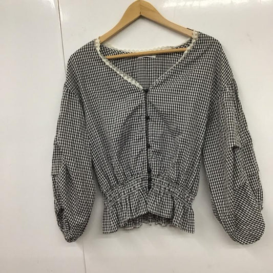 オリーブデオリーブ OLIVE des OLIVE シャツ、ブラウス 長袖 FREE チェック 白 / ホワイト / X 黒 / ブラック /  レディース USED 古着 中古 10131835