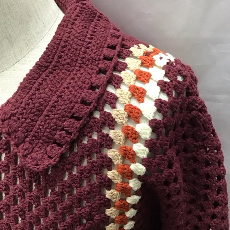 ジャーナルスタンダード レリューム JOURNAL STANDARD relume シャツ、ブラウス 半袖 22-080-464-9020-1-0 クロシェ編み 半袖ニットシャツLINE L  えんじ / ワインレッド /  メンズ USED 古着 中古 10121216