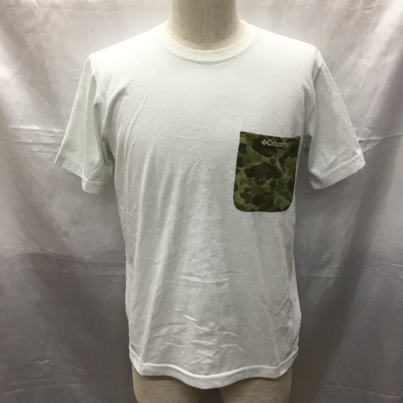 コロンビア Columbia Tシャツ 半袖 半袖カットソー プリントTシャツ クルーネックカットソー S ロゴ、文字 白 / ホワイト /  メンズ USED 古着 中古 10114095