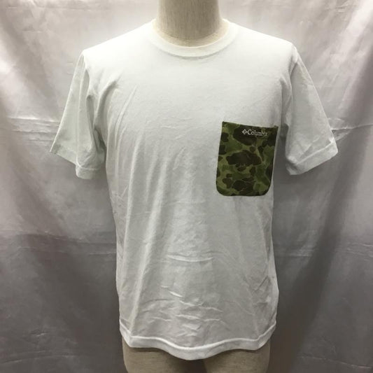 コロンビア Columbia Tシャツ 半袖 半袖カットソー プリントTシャツ クルーネックカットソー S ロゴ、文字 白 / ホワイト /  メンズ USED 古着 中古 10114095