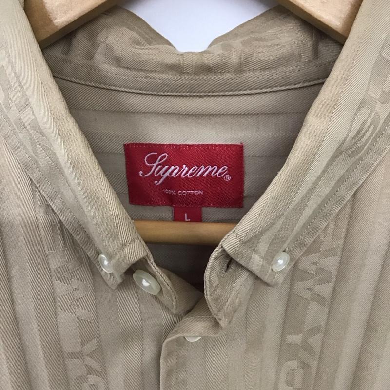 シュプリーム Supreme シャツ、ブラウス 長袖 20AW JacquardStripeTwillShirt ジャガードストライプツイル 長袖シャツ L ロゴ、文字 ベージュ / ベージュ /  メンズ USED 古着 中古 10129626