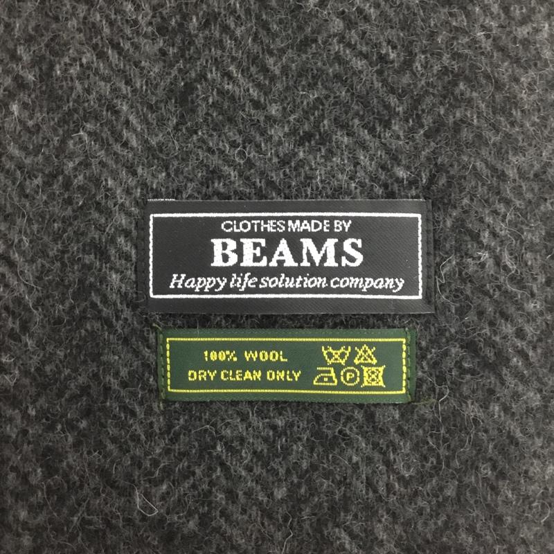ビームス BEAMS マフラー マフラー フリンジ ウール ロゴ、文字 黒 / ブラック /  メンズ USED 古着 中古 10130562