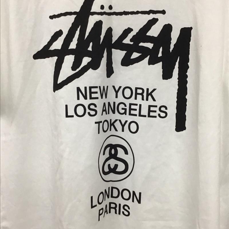 ステューシー STUSSY Tシャツ 半袖 半袖カットソー プリントTシャツ クルーネックカットソー L プリント 白 / ホワイト /  メンズ USED 古着 中古 10136249