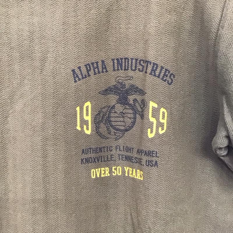 アルファインダストリー Alpha Industries Tシャツ 半袖 半袖カットソー プリントTシャツ クルーネックカットソー L ロゴ、文字 カーキ / カーキ /  メンズ USED 古着 中古 10131625
