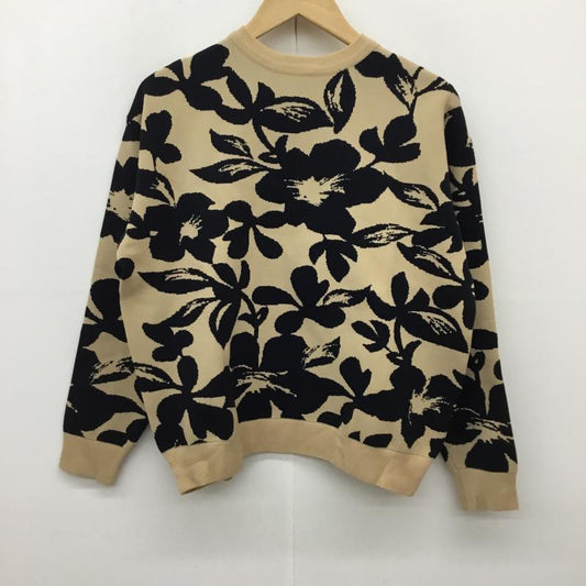 エモダ EMODA ニット、セーター 長袖 FREE 総柄 黒 / ブラック / X ベージュ / ベージュ /  レディース USED 古着 中古 10137907