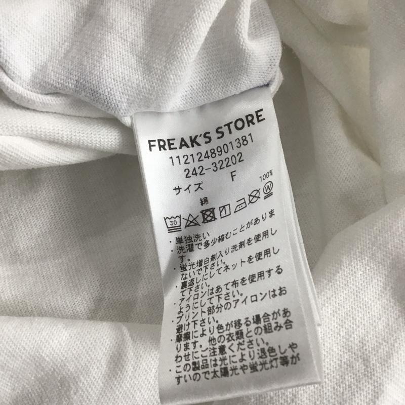 フリークスストア FREAK S STORE Tシャツ 半袖 1121248901381 配色メロー ロゴフレンチスリーブTシャツ FREE ロゴ、文字 X プリント 白 / ホワイト /  レディース USED 古着 中古 10141563