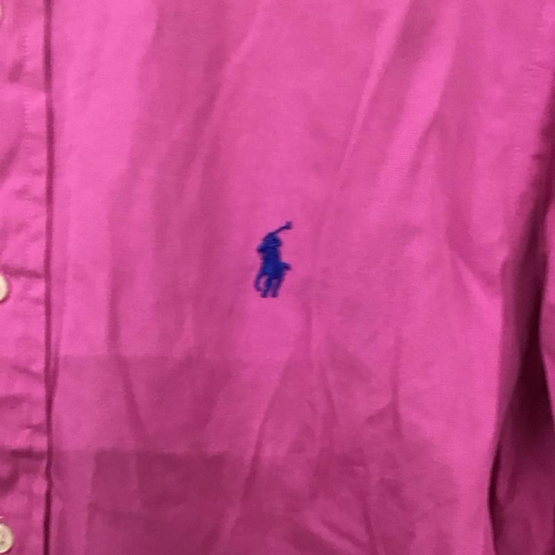 ポロバイラルフローレン Polo by RALPH LAUREN シャツ、ブラウス 長袖 長袖シャツ 無地シャツ カラーシャツ ボタンダウンシャツ M ロゴ、文字 桃 / ピンク /  メンズ USED 古着 中古 10130808