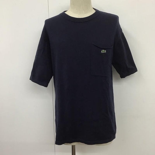 ラコステ LACOSTE ニット、セーター 半袖 半袖ニットカットソー クルーネックカットソー セーター M ロゴ、文字 紺 / ネイビー /  メンズ USED 古着 中古 10107765