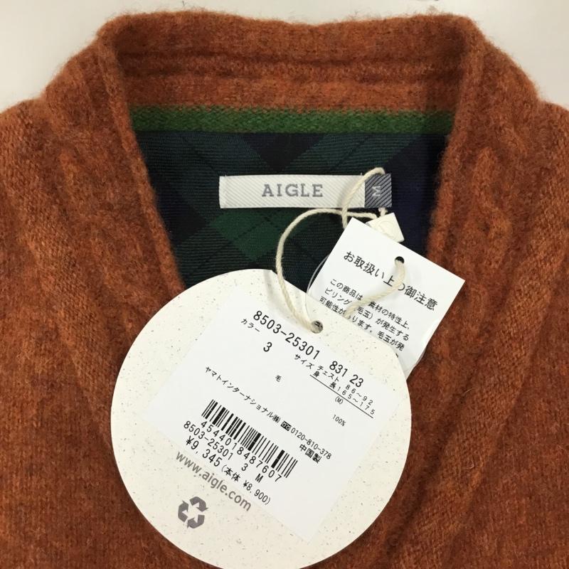 エーグル AIGLE ニット、セーター 長袖 長袖ニットカットソー ニット セーター クルーネックニット M 無地 橙 / オレンジ /  メンズ USED 古着 中古 10113342