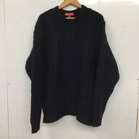 シュプリーム Supreme ニット、セーター 長袖 23aw Applique Cable Knit Sweater ケーブル ニット L 無地 黒 / ブラック /  メンズ USED 古着 中古 10137020