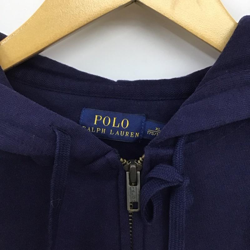 ポロラルフローレン POLO RALPH LAUREN パーカー 長袖 長袖パーカー ジップアップパーカー スウェット XL ロゴ、文字 紺 / ネイビー /  レディース USED 古着 中古 10145092