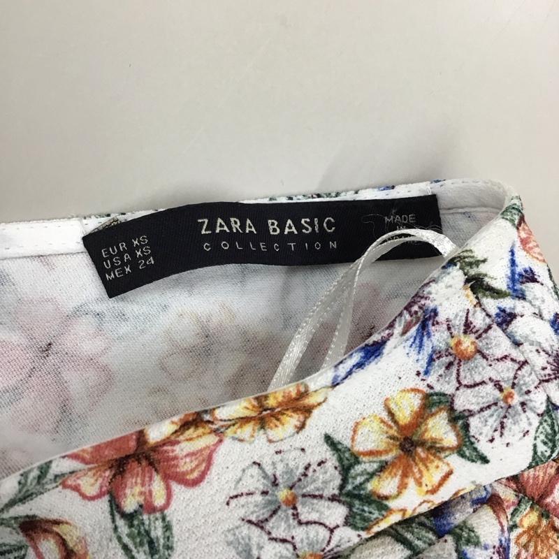 ザラベーシック ZARA BASIC ワンピース ひざ丈スカート 半袖ワンピース フレアスカート ひざ丈 フリル袖 XS プリント マルチカラー / マルチカラー /  レディース USED 古着 中古 10117977