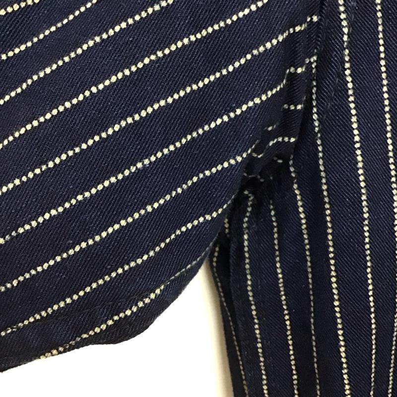 ウエストライド WESTRIDE シャツ、ブラウス 長袖 長袖シャツジャケット ストライプシャツ ジップアップポケット ストライプ 紺 / ネイビー /  メンズ USED 古着 中古 10137440