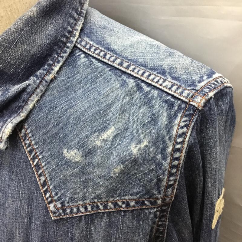 ティーエムティー TMT シャツ、ブラウス 長袖 長袖シャツ カラーシャツ ポケットシャツ 長袖カットソー デニムシャツ L 無地 インディゴ / インディゴ /  メンズ USED 古着 中古 10118654