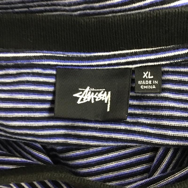 ステューシー STUSSY Tシャツ 半袖 半袖カットソー プリントTシャツ クルーネックカットソー XL ボーダー柄 マルチカラー / マルチカラー /  メンズ USED 古着 中古 10125473