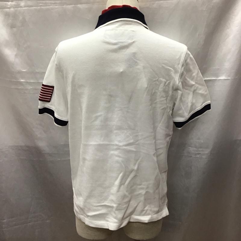 エディーバウアー Eddie Bauer ポロシャツ 半袖 半袖ポロシャツ カラーシャツ 半袖カットソー S ロゴ、文字 白 / ホワイト /  メンズ USED 古着 中古 10111680