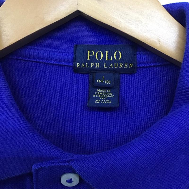 ポロラルフローレン POLO RALPH LAUREN ポロシャツ 半袖 半袖ポロシャツ 半袖カットソー カラーシャツ L ロゴ、文字 青 / ブルー /  ボーイズ USED 古着 中古 10130703