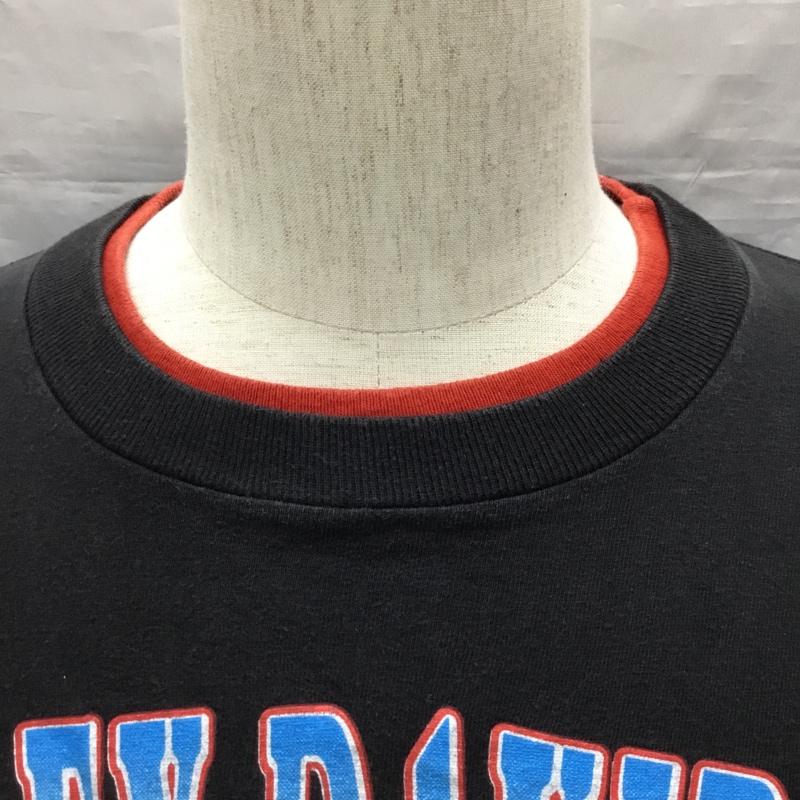 ハーレーダビッドソン Harley-Davidson Tシャツ 半袖 半袖カットソー プリントTシャツ クルーネックカットソー 90s フェイクレイカード L プリント 黒 / ブラック /  メンズ USED 古着 中古 10119708