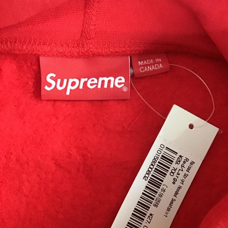 シュプリーム Supreme パーカー 長袖 23AW raisedscripthoodedsweatshirt 長袖パーカー プルオーバーパーカー L ロゴ、文字 赤 / レッド /  メンズ USED 古着 中古 10115141