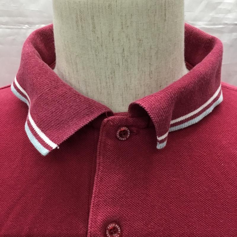 フレッドペリー FRED PERRY ポロシャツ 半袖 半袖ポロシャツ カラーシャツ 半袖カットソー 42 ロゴ、文字 えんじ / ワインレッド /  メンズ USED 古着 中古 10114132