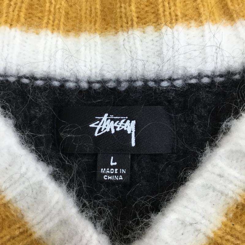 ステューシー STUSSY ニット、セーター 長袖 MOHAIR TENNIS　モヘア　テニスセーター L 無地 黒 / ブラック /  メンズ USED 古着 中古 10136312