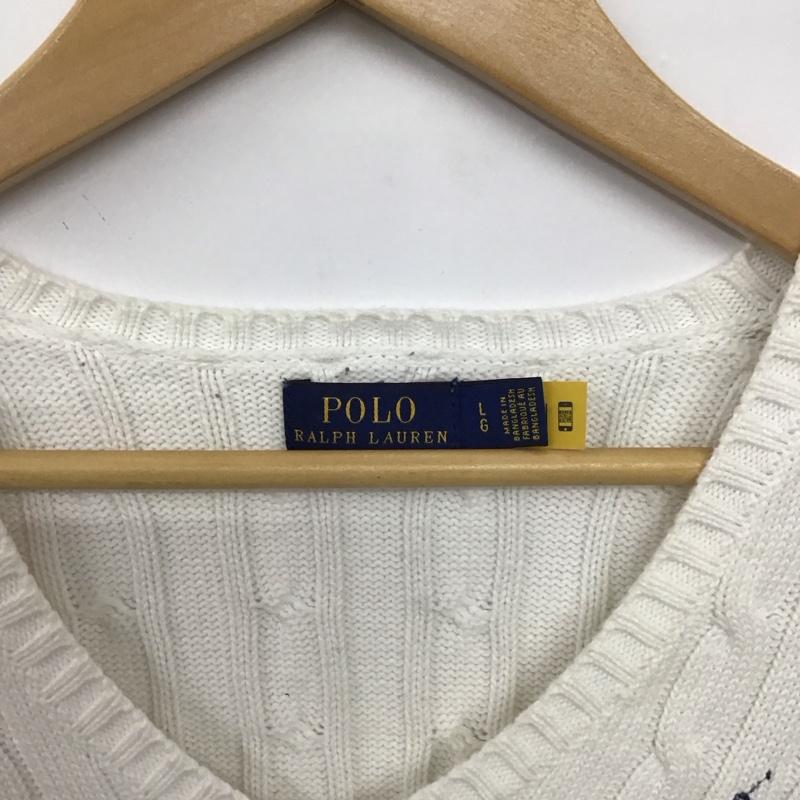 ポロラルフローレン POLO RALPH LAUREN ニット、セーター 長袖 L 無地 白 / ホワイト /  レディース USED 古着 中古 10150485
