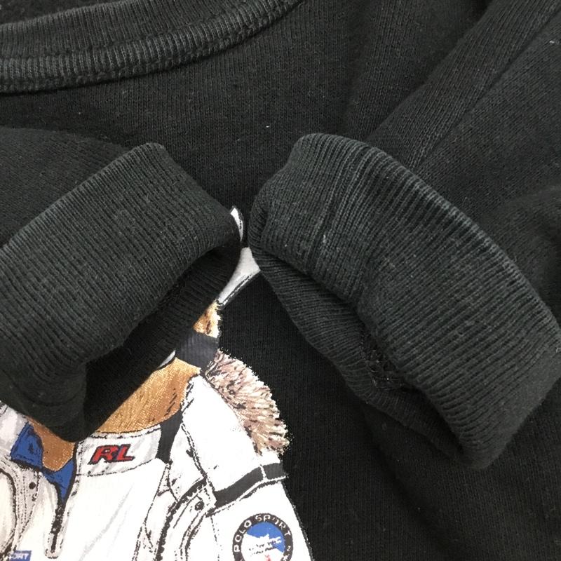 ポロラルフローレン POLO RALPH LAUREN トレーナー 長袖 長袖トレーナー スウェット クルーネック リブスウェットカットソー 3 プリント 黒 / ブラック /  ボーイズ USED 古着 中古 10116550