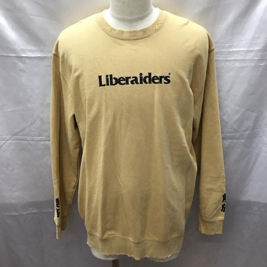 リベレイダース Liberaiders トレーナー 長袖 長袖トレーナー スウェット クルーネック リブスウェットカットソー L ロゴ、文字 ベージュ / ベージュ /  メンズ USED 古着 中古 10114374
